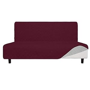 Easy-Going Sofa Slipcover Futon Cover Waterproof Couch Cover Furniture Protector Cover Pets Covers Whole Fabric No Stitching Non-Slip Fabric Pets Kids Children Dog Cat (Futon, Wine)