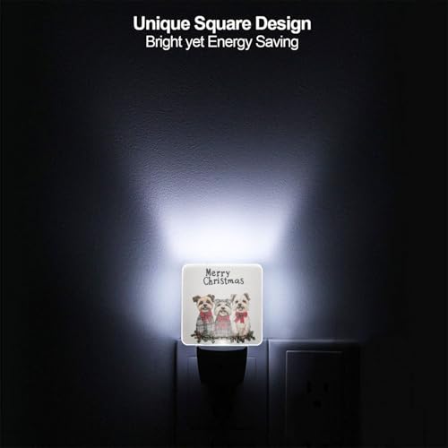 Image of Cute Christmas Dogs LED Plug-in Night Lamp 2 Piece Set, Auto Sensor Emergency Nightlights Set of 2 for Bedroom Bathroom Night Stairs