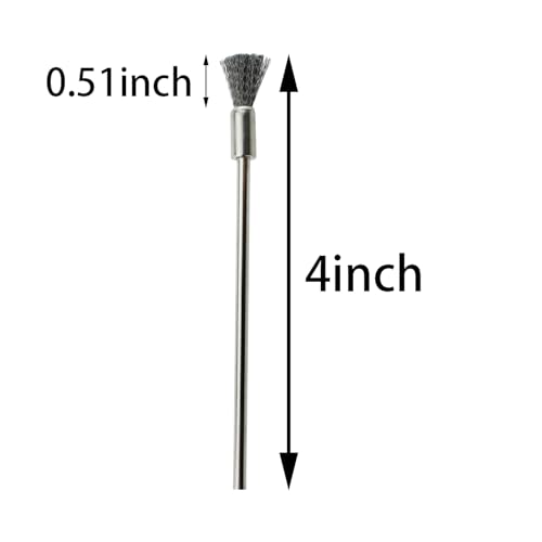 Image of TAODAN 4PCS Wire Brush Rust Paint Removal Drill Bit Polishing Rotary Tool Accessory Extended Stainless Steel Wire Steel Cleaning End Brush Pen 3mm Arbor for Cleaning Small Parts and Burrs and Dirt