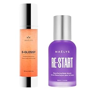 MAËLYS B-GLOSSY Smoothing Body Serum & RE-START Resurfacing Body Serum Bundle – Hyaluronic Acid and Peptide-Infused Skin Hydration