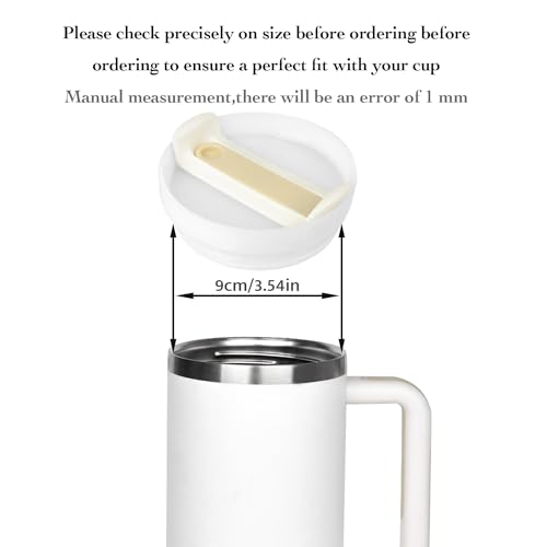 40oz Tumbler Lid for Stanley, Spill Proof Splash Resistant Tumbler Covers,Replacement cover for Stanley Cup Accessory(2 pack) (Beige, 40oz)