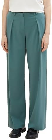 TOM TAILOR Damen Lea Straight Fit Hose mit weitem Bein, 10697 - Sea Pine Green, 32/32