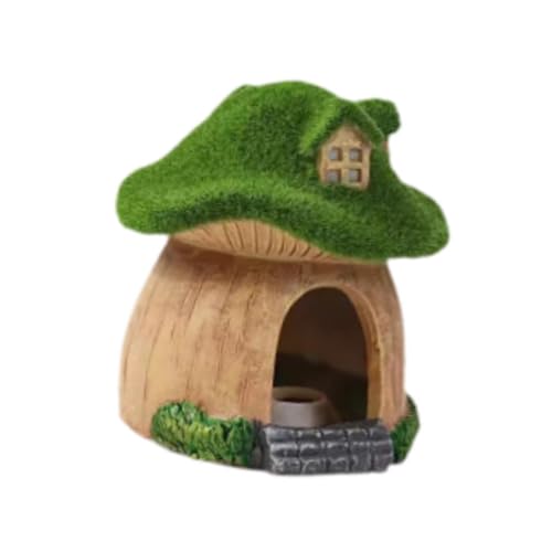 STARTIST 水槽用キノコハウス、樹脂製キノココテージ、ベタ用ミニチュア風景装飾、リビングルームテーブル、