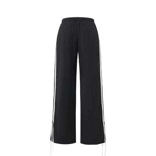 Women's Casual Girdling Lace Up Striped Wide Leg Sports Loose Pants2