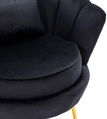 Image of Living Room Vintage Velvet Fabric Tub Armchairs with Metal Leg Armrests Lounge Comfortable Royal & Luxury (Black, 1 Seater (Set of 2))