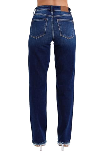 Judy Blue Mid Rise Straight Leg with Fray Hem 826222