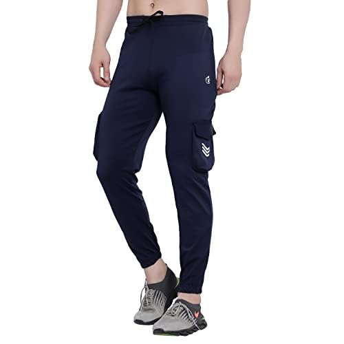 Image of BLUE STAR SHARK Men's Premium Stretchable Cargo Joggers | Regular Fit, Stylish Track Pants with Pockets | Soft Smooth Feel, Logo on Front, Comfortable Everyday Wear