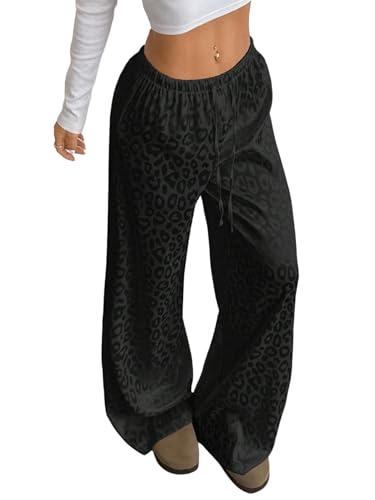 Pantalon de jogging ample femme à jambes larges et taille élastique fluide