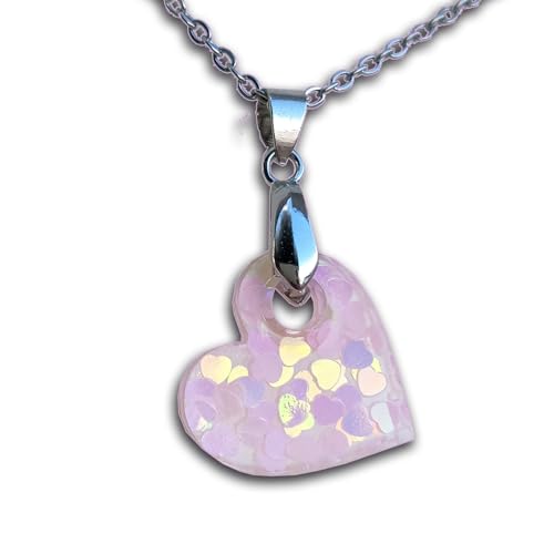Collar corazón rosa colgante de joyería fina con cadena ajustable