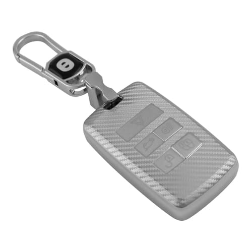 Image of keyzone Silverstar TPU Key Cover and Keychain for Jaguar XF, XJ, XE, F-PACE, F-Type, Range Rover Evoque, Velar, Discovery, LR4, Sport, 5-Button Smart Key (Silver)