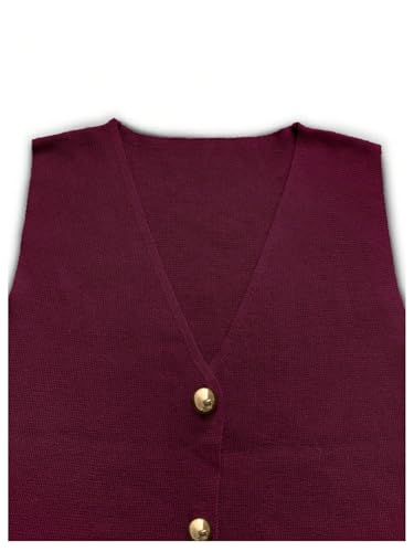 Floerns Women's Casual Sleeveless Sweater Knit Vest V Neck Button Up Knitted Open Front Knitwear4