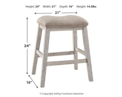 Signature Design By Ashley Skempton Modern 24" Counter Height Upholstered Barstool, 2 Count, Whitewash #TOP2