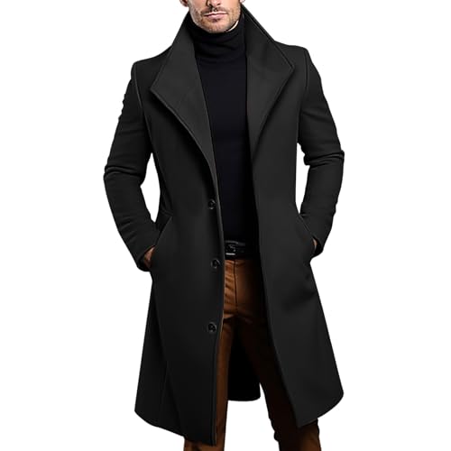 KOG Wintermantel Herren Lang Warm Wollmantel Casual Fahrradjacke Einfarbige übergangsjacke Fashion Hemdjacke 2025 Pullover College Jacke Bikerjacke Puffer Jacke Wanderjacke...