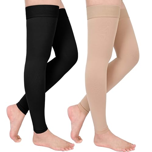 GODORIO 2Pairs 20-30mmHg Thigh High Compression Stockings, Thigh High Compression Socks for Women, Medical Compression Stockings for Varicose Veins, Swelling, Pregnant, Teacher, Doctor