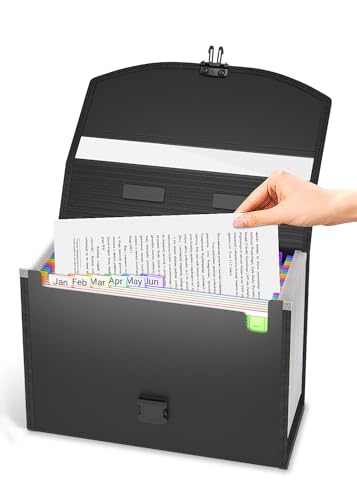 Image of TOPCJ 25 Pockets Accordion File Organizer with Handle,Expanding File Folders for Documents, A4 /Letter Size Paper,a-z Tabs,Perfect Expandable Accordian Filing Folders with Visible Window