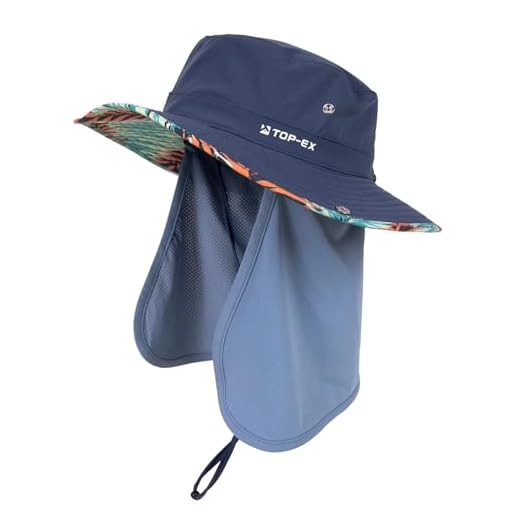 TOP-EX UVCoolix Cooling Sun Hat for Men Women UV Protection Wide Brim Bucket Hat with Detachable Neck Flap for Safari Fishing Hiking Big Head Foldable Sea Palm Extra Large XL/XXL