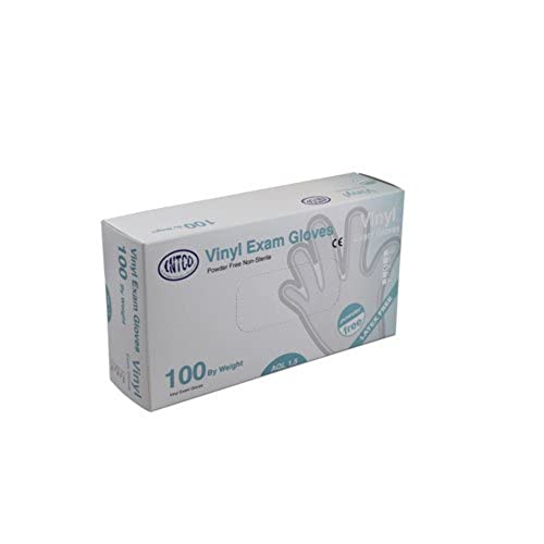 Intco vgpf4501-3 powder-free vinyl disposable gloves, medium, clear, 100 pieces