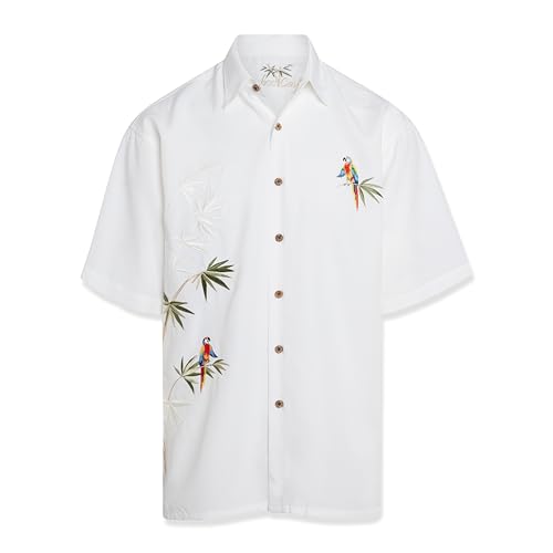Bamboo Cay Men's Short Sleeve Flying Parrots or in Golf We Trust Embroidered Camp Shirts