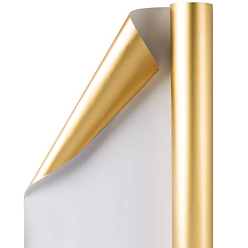 Image of RUSPEPA Gift Wrapping Paper Roll - 81.5 Sq Ft Matte Gold for Wedding,Birthday, Shower, Congrats, and Holiday Gifts-30Inch X 32.8Feet