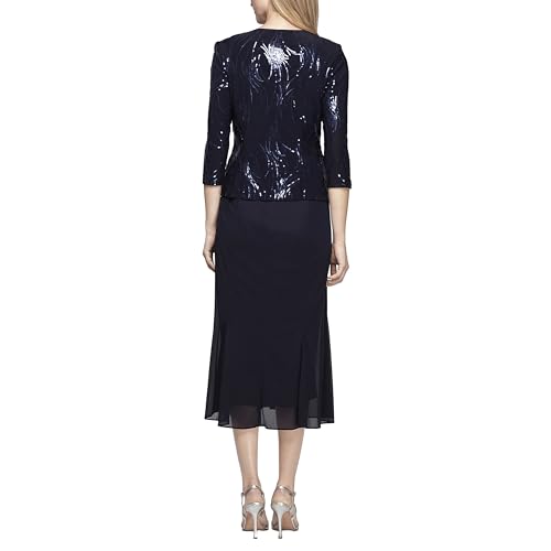 Image of Alex Evenings Women's Tea Length Jacket Dress, Perfect for Weddings, Formal Events (Petite and Regular Sizes)