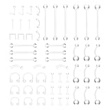 54PCS Clear Piercing Retainers Set, Multi Gauge Transparent Plastic Body Jewelry for Nose, Ears, Lip, Tongue...
