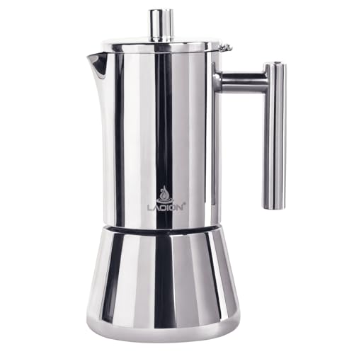 LAOION Stovetop Espresso Maker, 12Cup 17.5 oz Moka Pot, Stainless Steel Cuban and Italian Coffee Maker for Cafetera Cubana, Greca De Cafe Induction Stovetop Compatible, Coffee Gift for Home Travel