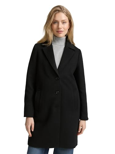TOM TAILOR Damen 1046603 Wollmantel mit Eingriffstaschen, 14482-Deep Black, XXL