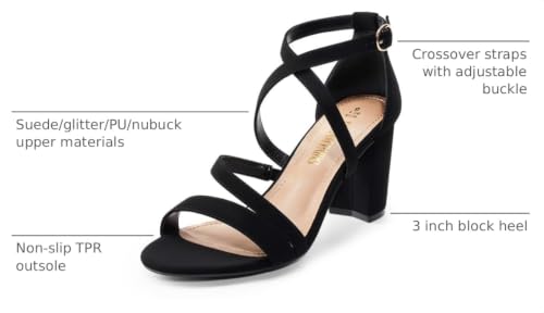 Image of DREAM PAIRS Women's Block Chunky Heels Sandals Open Toe Ankle Strappy Comfortable Dressy Sandals for Bridal Wedding Prom Party with Adjustable Cross Strap