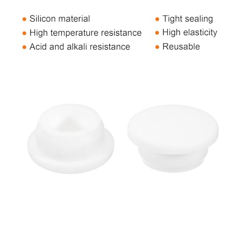 Image of MECCANIXITY 15pcs T-Shaped Silicone Plugs 26mm 1 Inch Dia Snap in Plug Hole Seal Cover Round Rubber Stopper for Kitchen Rubber Bulkheads Waterproof Sealing Plugs White