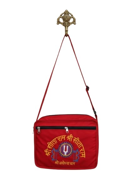Shri Sita Ram Embroidered Sling Bag for Men & Women | Spiritual Shoulder Side Bag with Adjustable Strap | Polyester Travel & Daily Use Crossbody Bag-picture-48