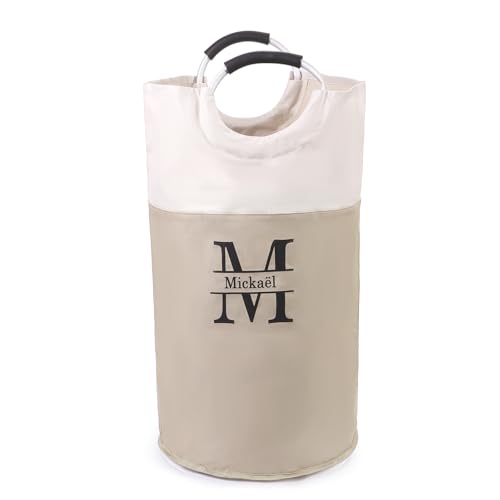 Gifterosity Personalized Collapsible Tall Clothes Hamper with Handles Custom Name or Initial Waterproof Laundry Basket Washing Bin Clothes Bag Gift for Dad Grandma Mom Grandpa Wife Anniversary