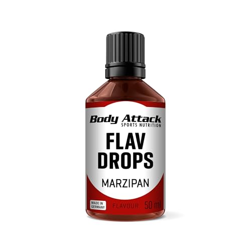 Body Attack Flav Drops®, 50 ml, Marzipan, Aromatropfen für Lebensmittel, zuckerfreie Flavour Drops ohne Kalorien, vegan & Qualität Made in Germany