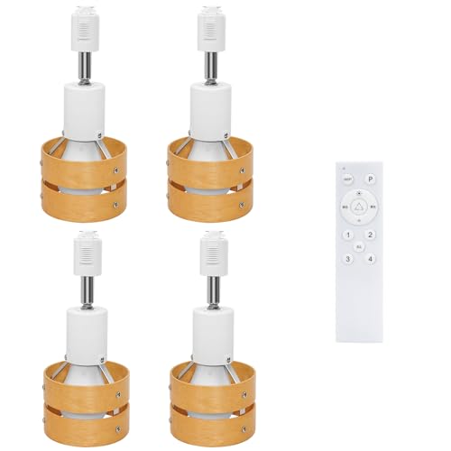 Aiwode レールライト 木の色木製の円 ダクトレール用スポットライト E26口金 角度調節可能 調光調色 リモコン対応 ロック機構により脱落を防止 簡単なインストール 高級 和風 目に優しい 節電 省スペース設計 寝室 高級レストラン 書斎 廊下 植物 水槽の照明に適しています 4個入り