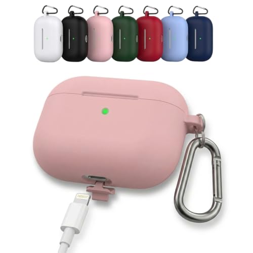 Case Compatível com AirPods Pro 3 (2025) – Carregamento Sem Fio Sem Remover a Capa, Proteção Dupla Contra Quedas e Mosquetão Incluso (Rosa)