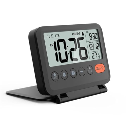 Réveil de pliable portable multifonctionnel contre l'insomnie avec thermomètre d'intérieur