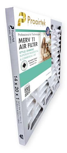 Filtre à air 14x20x1 MERV 11 Proairtek AF14201M11DWH modèle Diamond plissé charbon - 2
