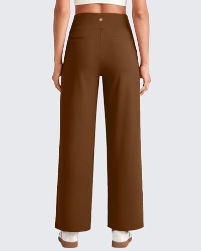Image of G4Free EverGoing Wide Leg Ankle Pants for Petite Women with Pockets Stretch | Moisture Wicking, 4-Way Stretch, 7 /8 Ankle Length, Faux Fly Detail, Faux Back Pockets, Yoga To Casual Wear