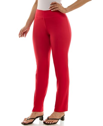 Zac & Rachel Women's Millennium Fabric - Slim Leg Pull-On Pant, Lipstick Red, 62
