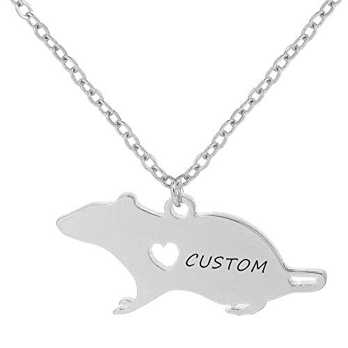 NOUMANDA Fashion Cute Mouse Engraved Heart Pendant Necklace Custom Name Animal Jewelry