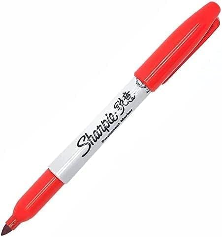6 x Sharpie Permanent Marker Pens with Fine Point Tip for Paper Metal & Plastic, Red Colour Ink - Image 3