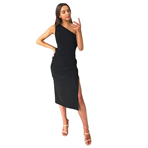 Vestito Donna Elegante Ruffled Spaghetti Spacco