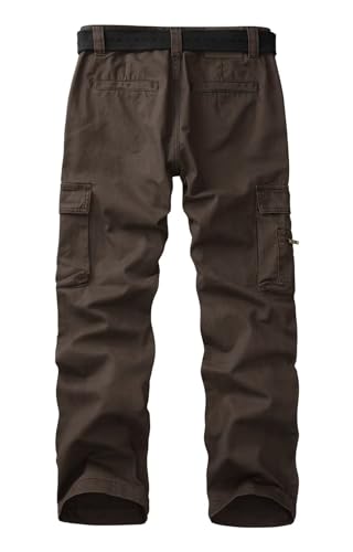 AKARMY Cargo Pants for Men Casual Outdoor Cotton Hiking Y2K Work Pants with Multi Pockets 8612 Brown 322