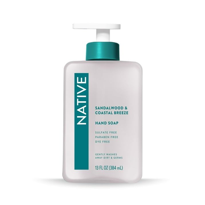 Native Sandalwood & Coastal Breeze Liquid Hand Soap 13 fl oz with Travolle Dispenser Pump