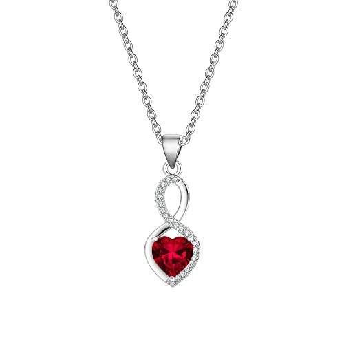 Ueuc Infinity Heart Pendant Necklace For Women, Sterling Silver Birthstone Infinity Charm Necklace With Crystals, Gemstone Necklace For Women Gift, 18''+2''(#1) #TOP6