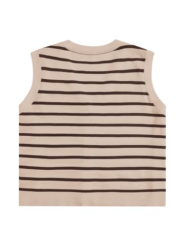 Image of Verdusa Women's Plus Size Old Money Vest Tops 2025 Striped Sleeveless Button Up Sweater Vests