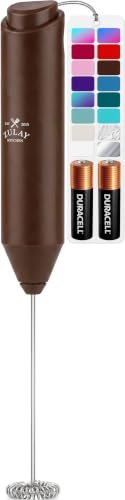 Zulay Kitchen Milk Frother Handheld, Drink Mixer Wand, Stirrer - Brown
