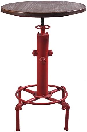 Topower Industrial Bar Table 31.5-41.3" Adjustable Pub Table Kitchen Dining Coffee Bistro Table (Red)