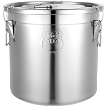 304 Stainless Steel Airtight Canister for Kitchen, 21L Stainless Steel Canisters with Airtight Lids and Locking Clamp Rice Container for Rice, Flour, Grain, Coffee Bean 21L
