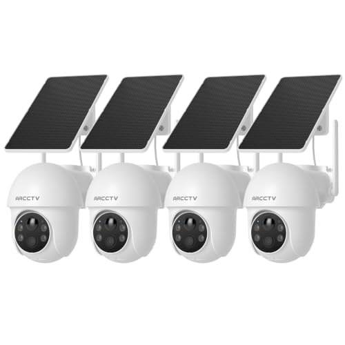 Image of ARCCTV Security Cameras Outdoor Wireless 4MP Solar WiFi (4 Pack) | 4MP Resolution, 2.4G /5GHz Dual Band WiFi, 100% Wireless, 2-Way-Audio, Color Night Vision, 360 Pan /Tilt