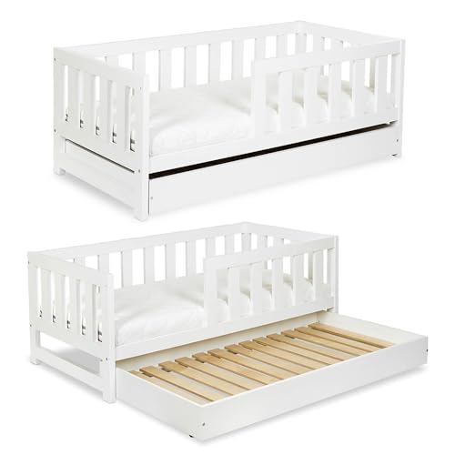 Mon Mobilier Design Amelia Lit Enfant 160x80 Blanc avec tiroir gigogne